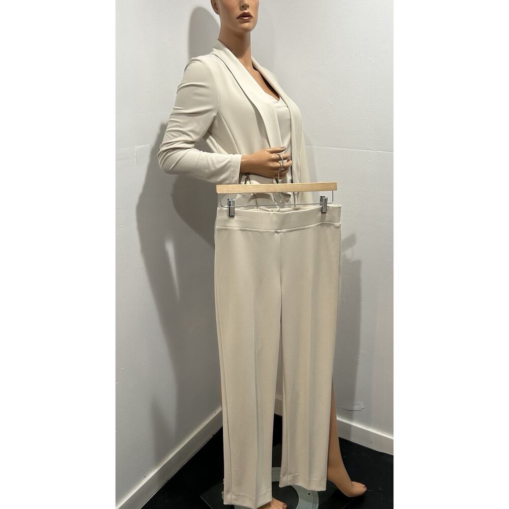 joseph ribkoff Set Of 3 Tank Top Blazer And Pants Beige jersey Fabric Size S/M - Picture 2 of 16